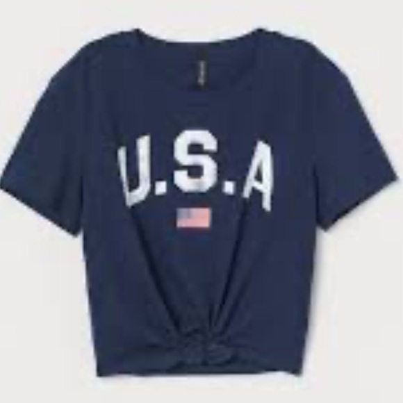 Divided USA T-Shirt size medium navy blue crewneck short sleeve - Picture 1 of 5